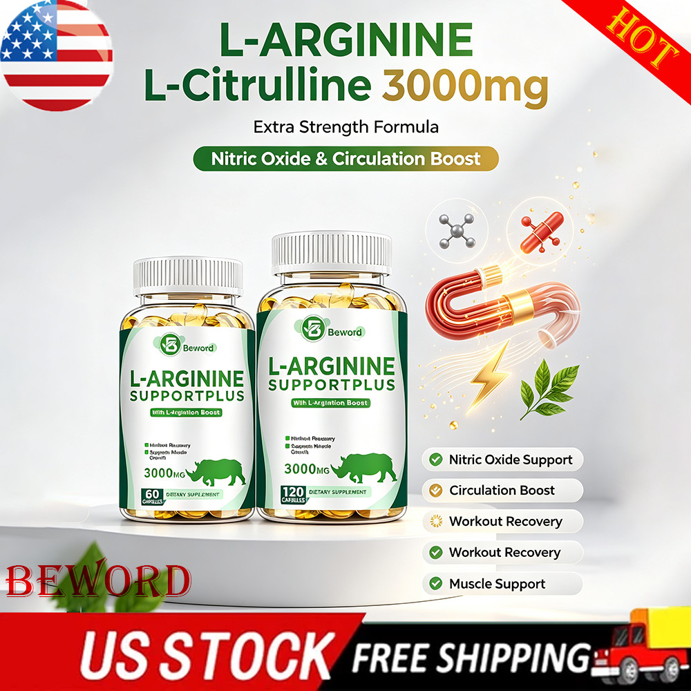 L-Arginine L-Citrulline 3000mg Extra Strength Nitric Oxide & Circulation Boost-