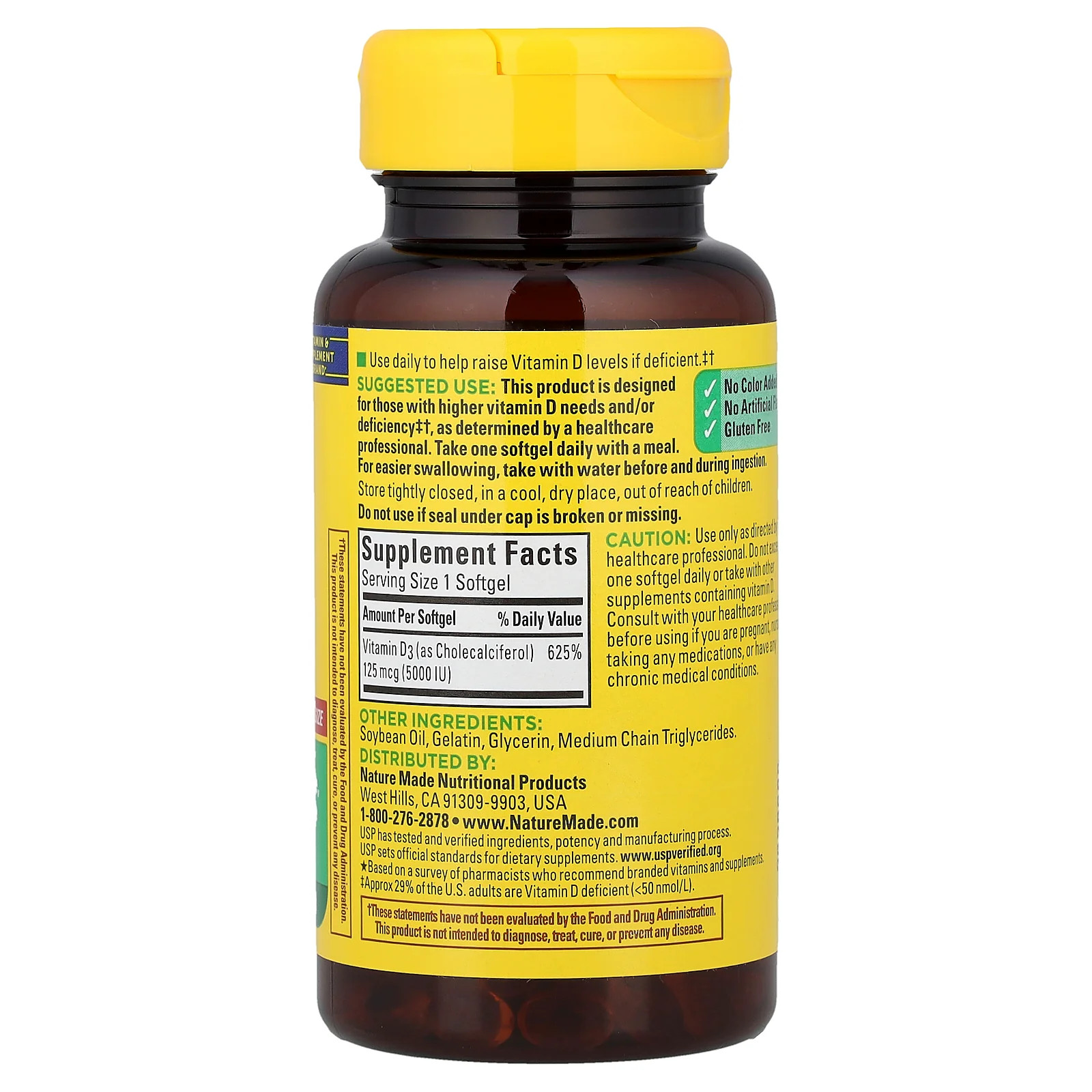 2 X Nature Made, Vitamin D3, 125 mcg (5,000 IU), 180 Softgels