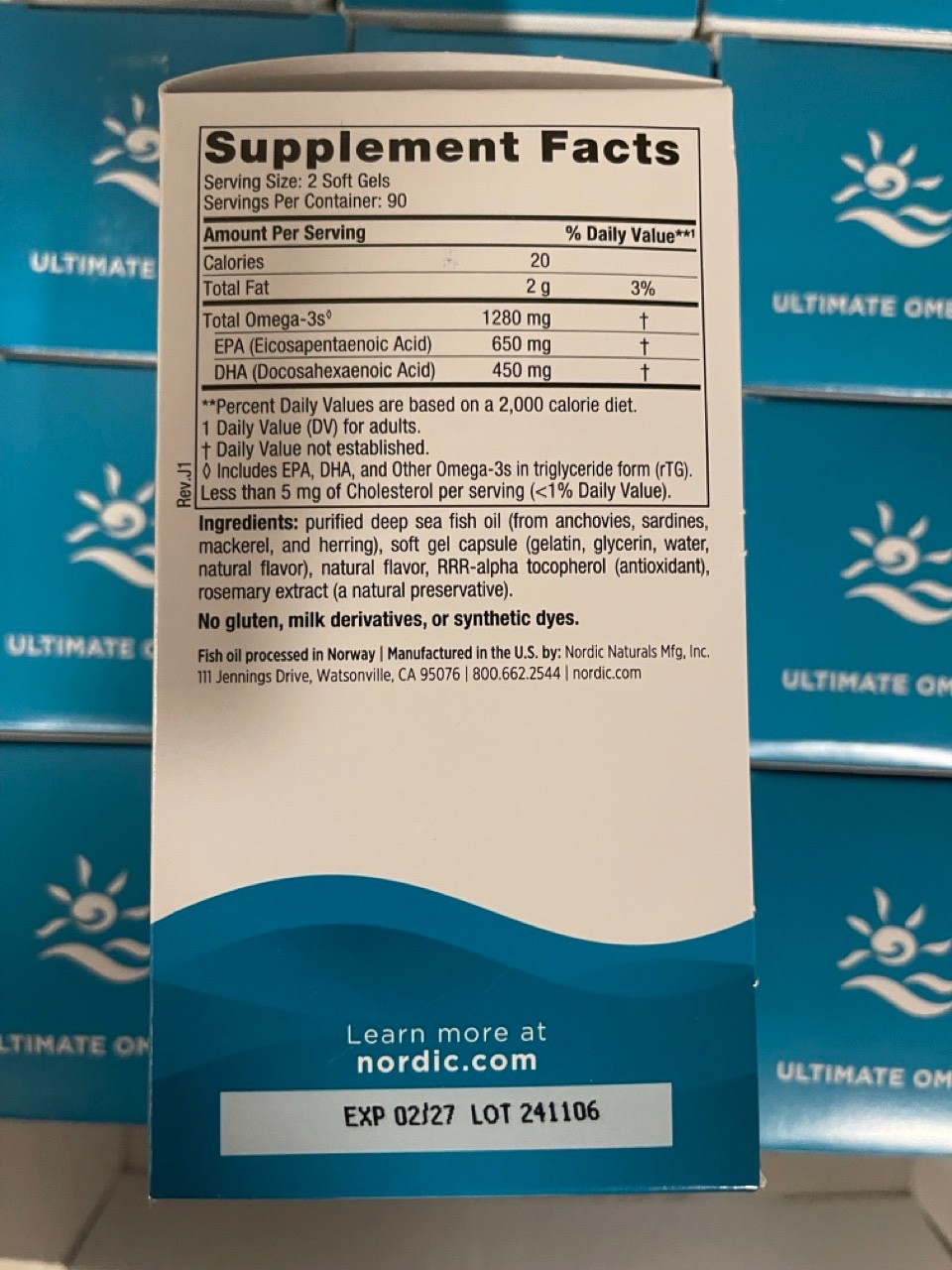 Nordic Naturals Ultimate Omega 180 Count Lemon Flavor – EXP 02/2027 or better