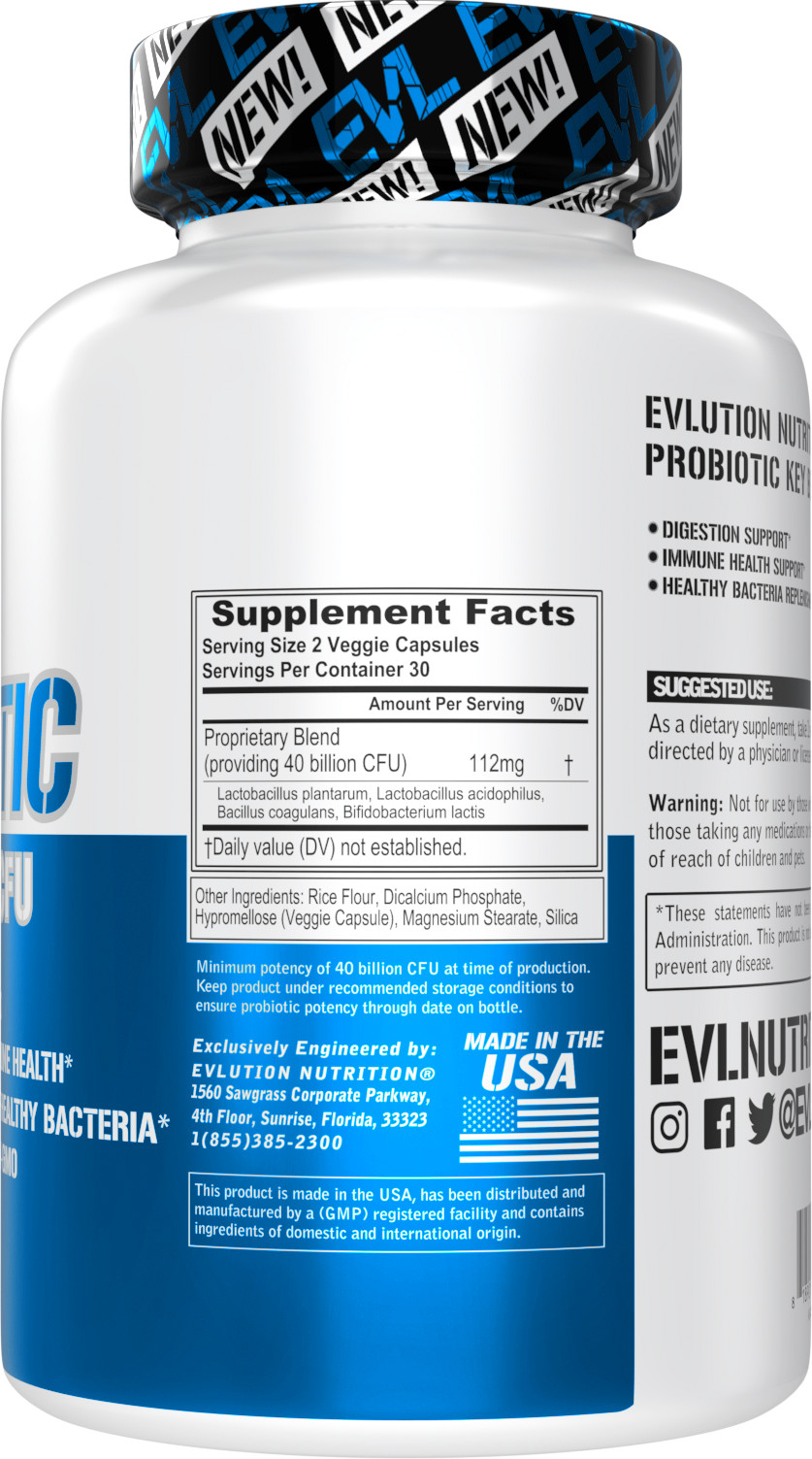 Evlution Nutrition Probiotic 40 Billion CFU – Digestive Support – 30 Servings