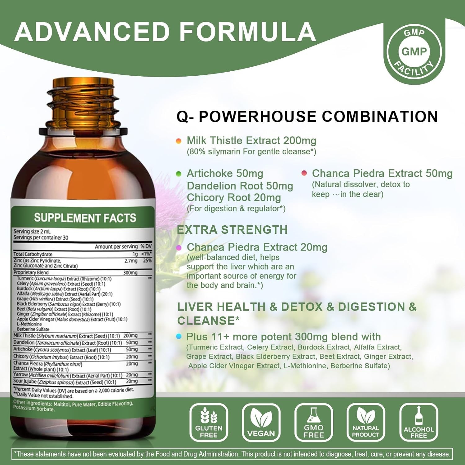 Liver Detox Drops – 21 Herb Concentrate with Turmeric, Gluten-Free, 60ml
