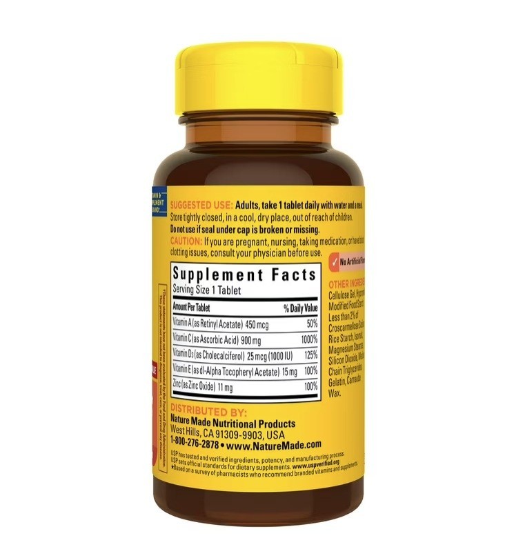 Super C with Vitamin D3 and Zinc Tablets, Dietary Supplement, 70 Count, 3PACK