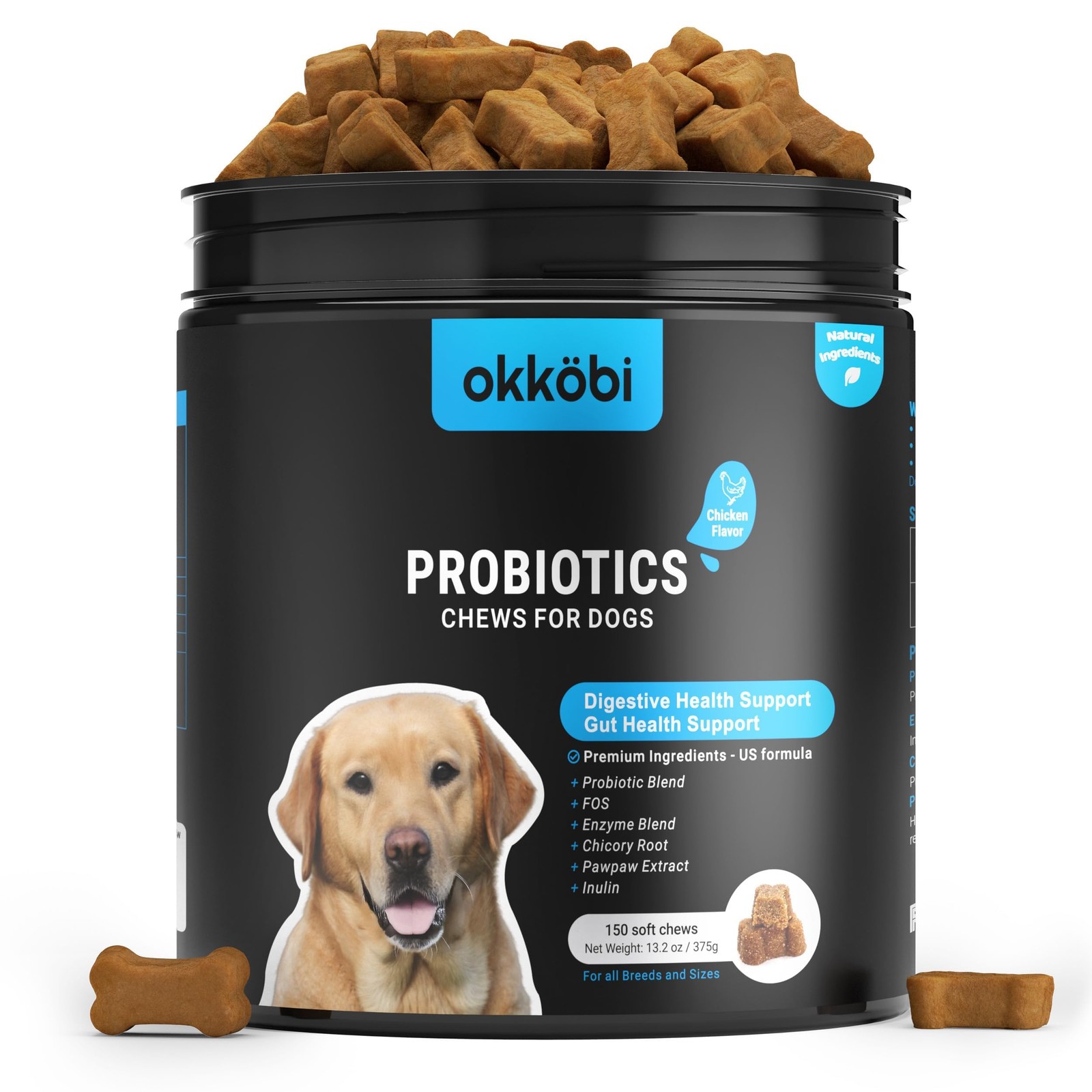 Probiotics for Dogs Chews 150PCs – Digestive, Gut Health & Diarrhea Brown
