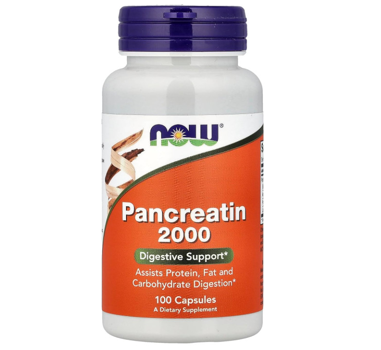 Now Foods Pancreatin 2000mg Capsules, 100 CT