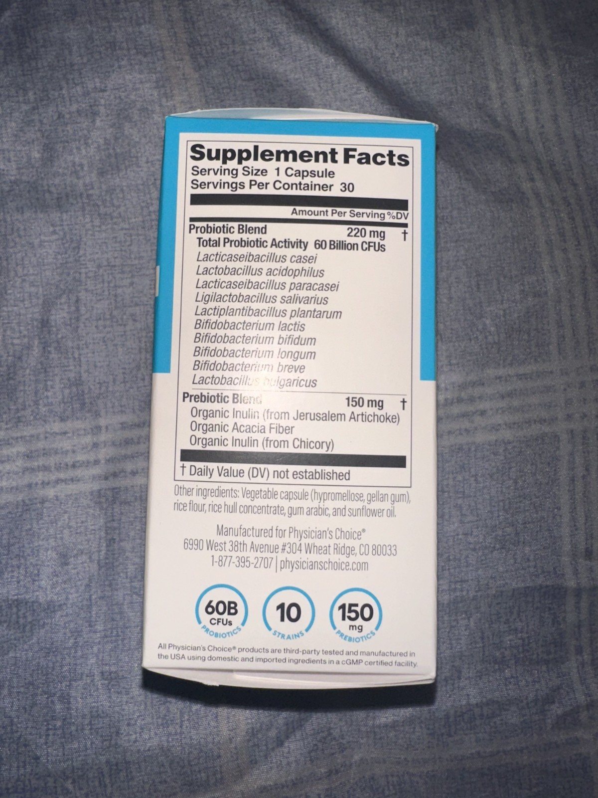 2bottles Physician’s Choice 60 Billion Probiotic 30 veg capsules Exp 2027+