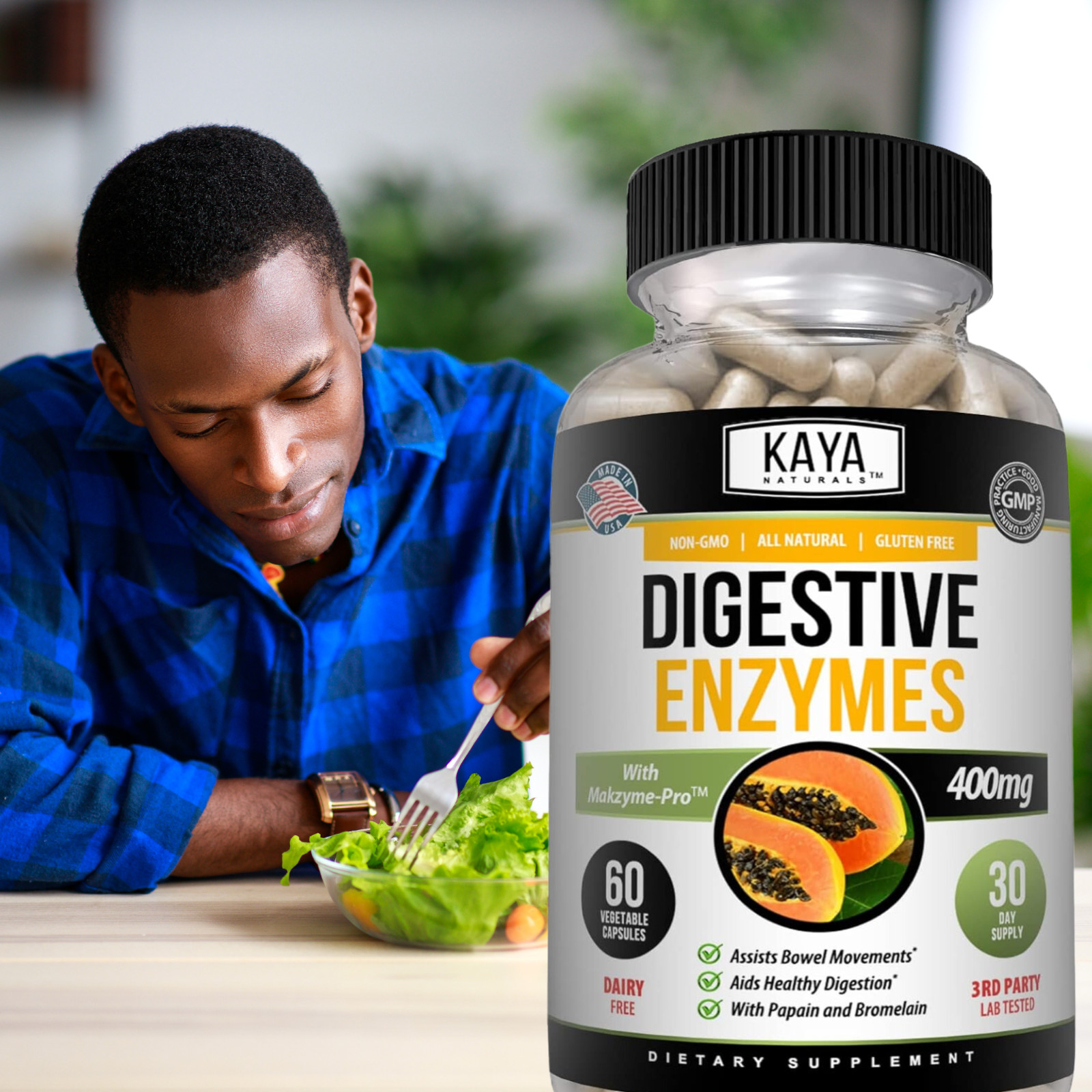 (2 Pack) Digestive Enzymes w/ Prebiotic & Probiotics, Gas, Constipation & Bloat