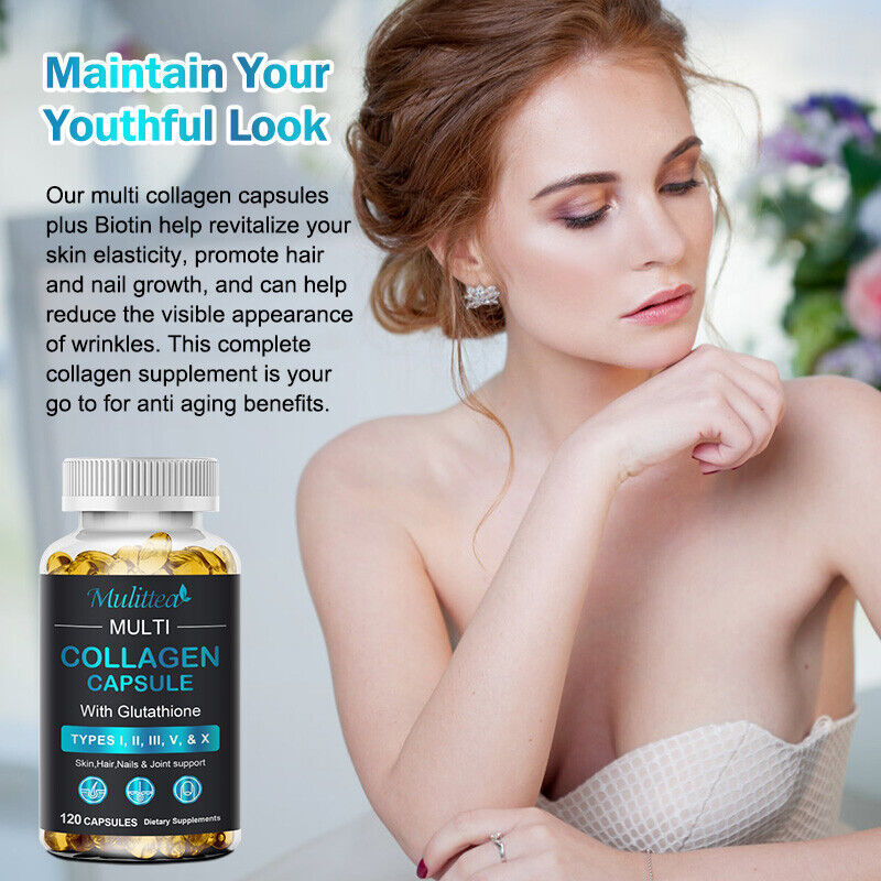 Collagen Vitamin Capsules for Hair, Skin, and Nails, Premium Collagen Supplement