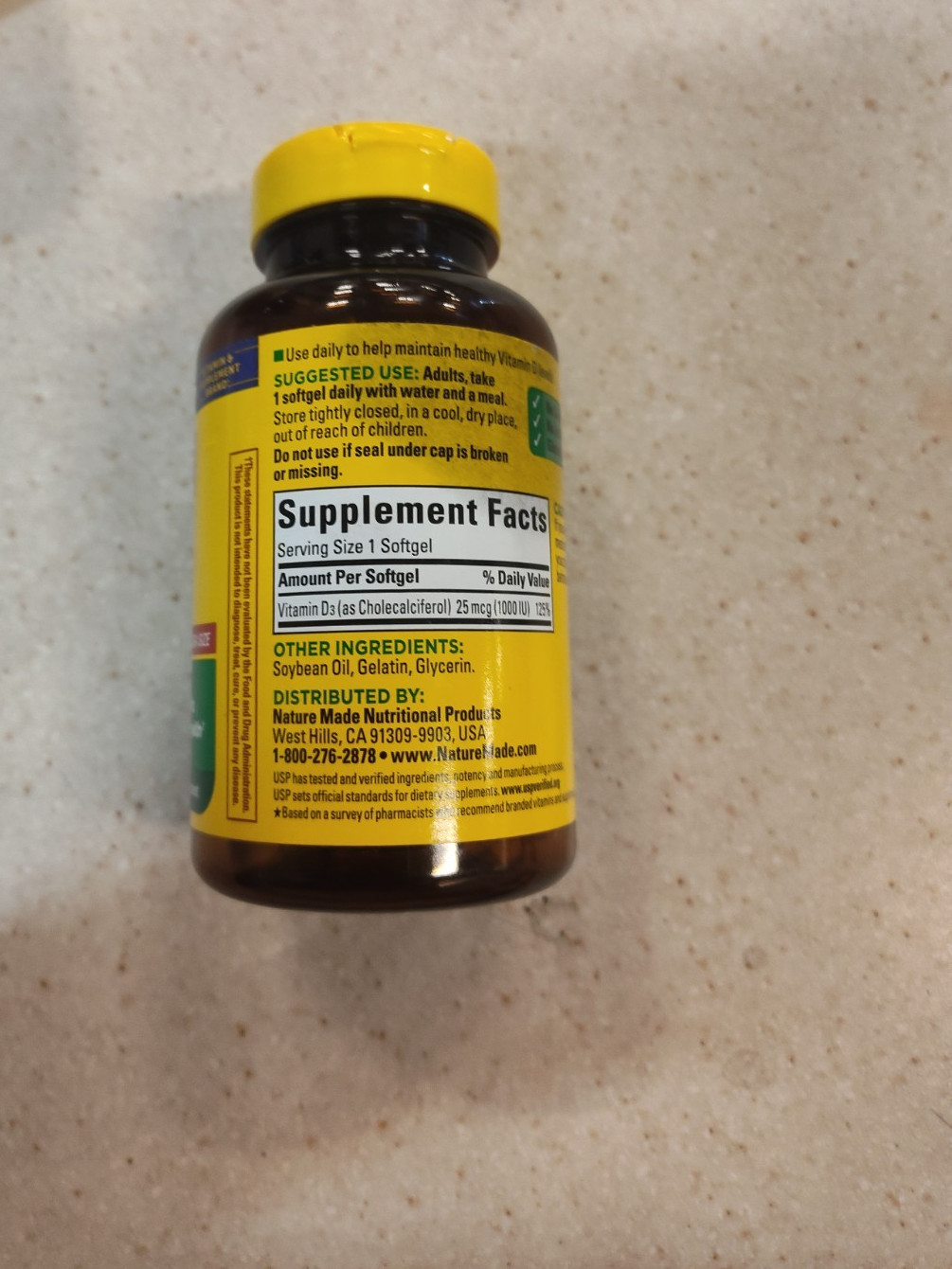 Nature Made Vitamin D3 1000 IU 25mcg Liquid Softgels – 300 Count