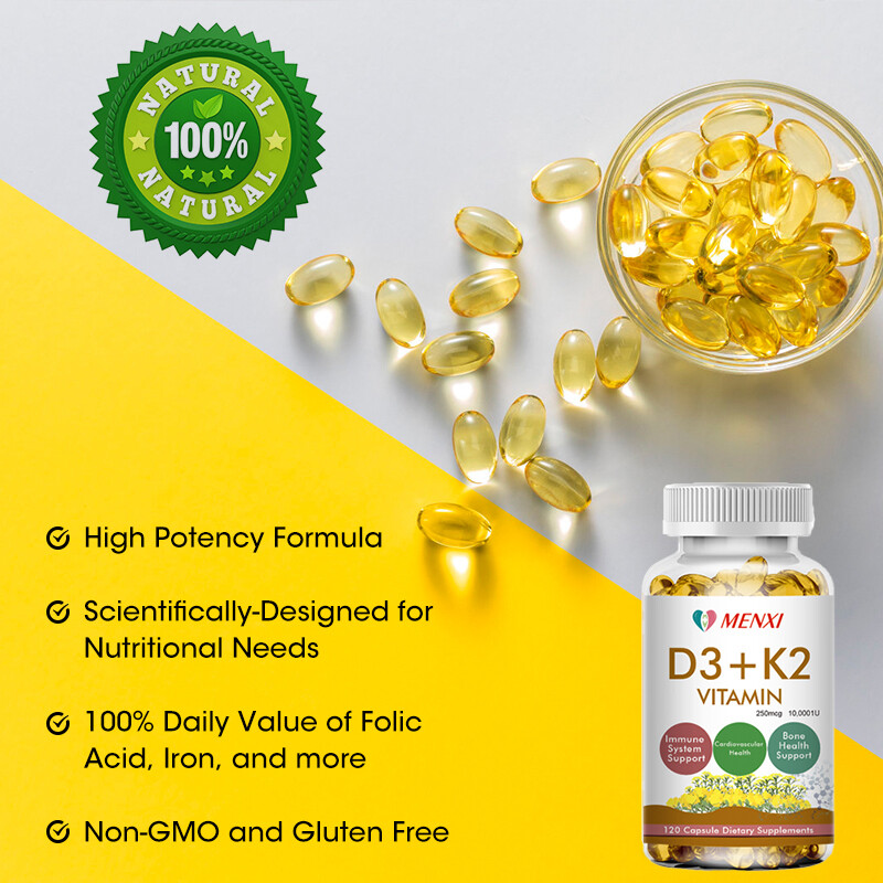 (2 Bottles) Vitamin K2 (MK7) D3 10000 IU Supplement, BioPerine Capsules, Immune