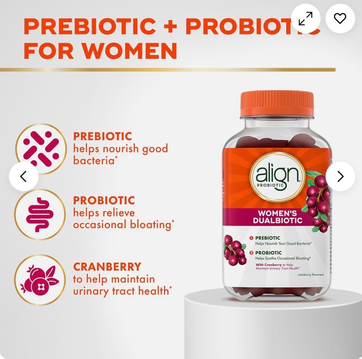 🔥Align Women’s Dualbiotic with Cranberry 50X 1 Count Gummies EXP 01/27🔥