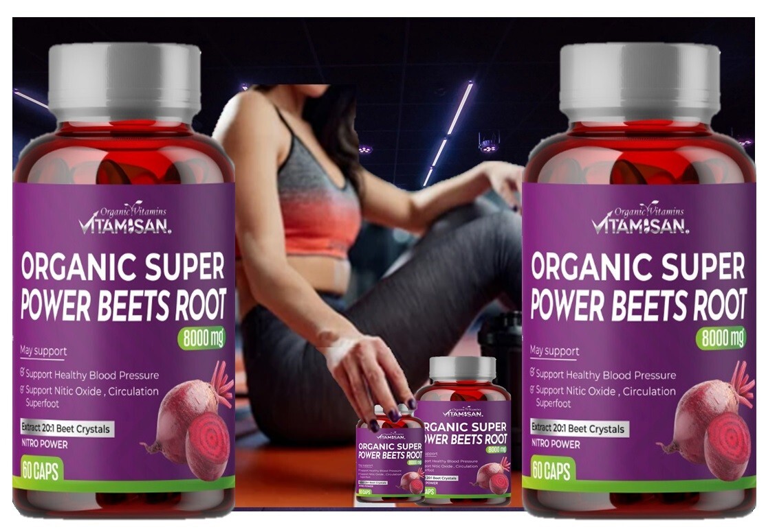 Super Beets Root 800mg-CoQ10 + Collagen – 2 Bottles – 120 Capsules USA