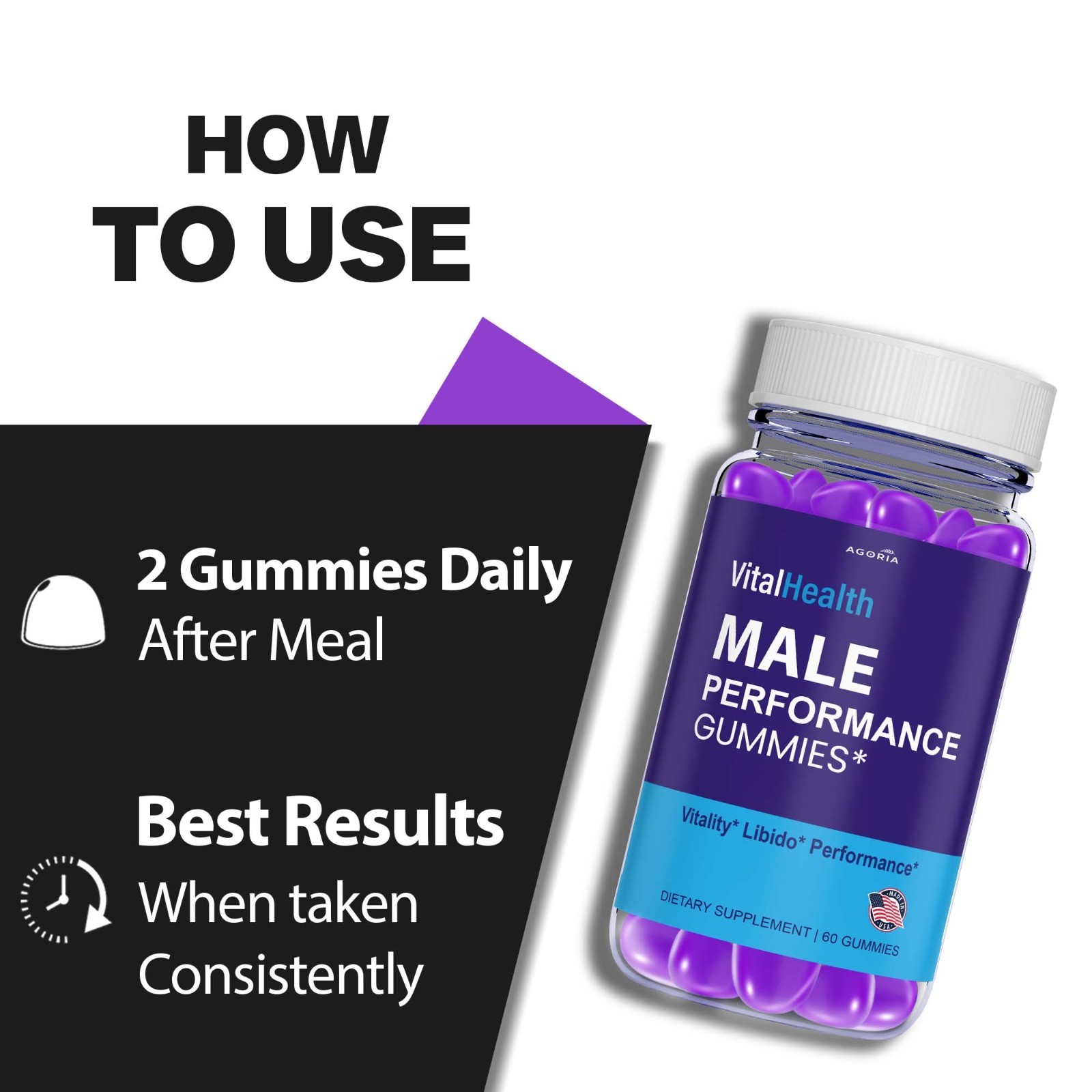 ( 1 Pack)Vital Health Male Gummy,Sexual Performance Gummies, Max Male Expansion