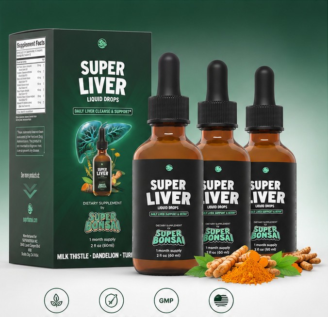 2Pk Super Bonsai Super Liver Liquid Drops Daily Detox Support 60 Day Supply