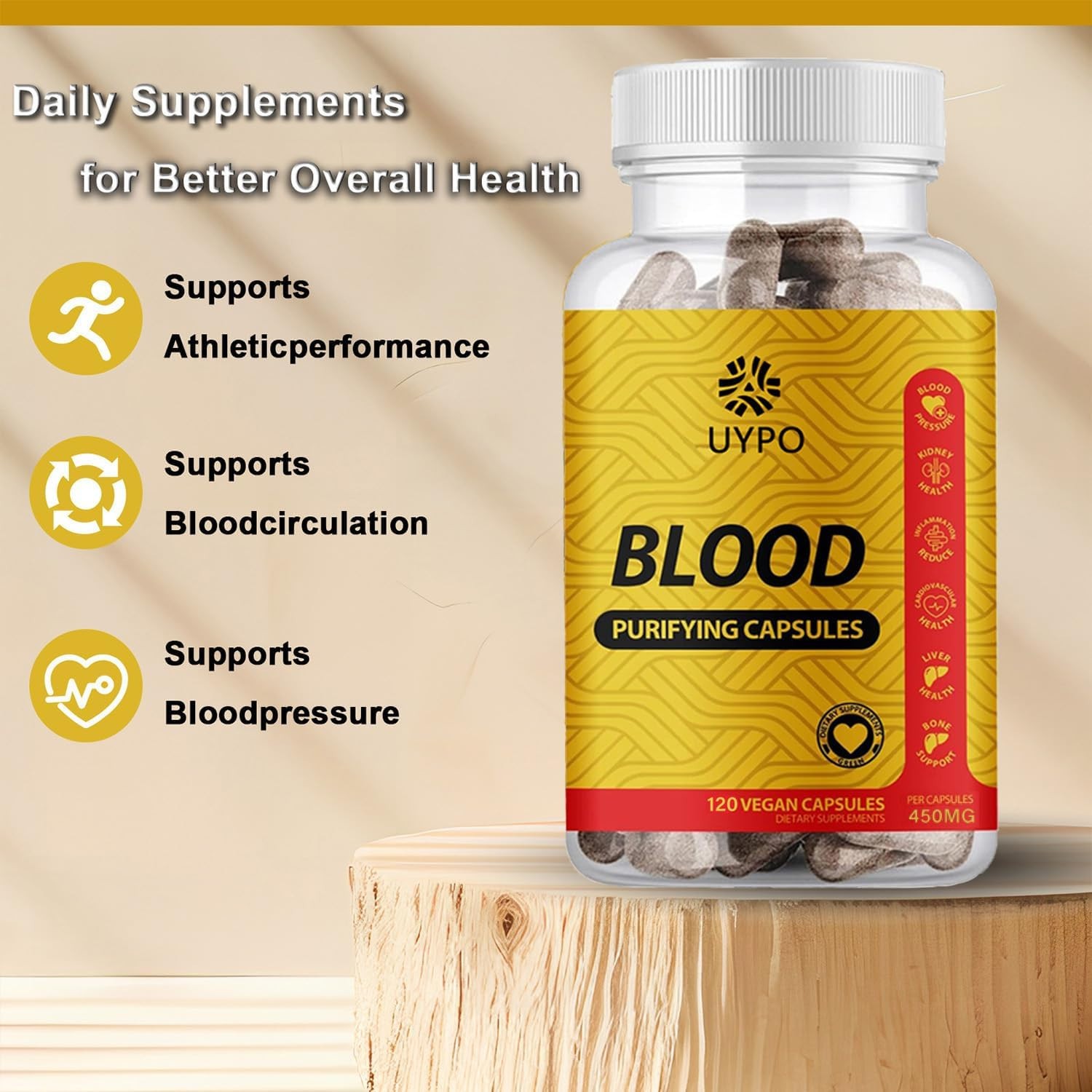 (2PCS) Blood Purifying Capsules, Gluten Free, GMO-Free, Vegan 450 mg