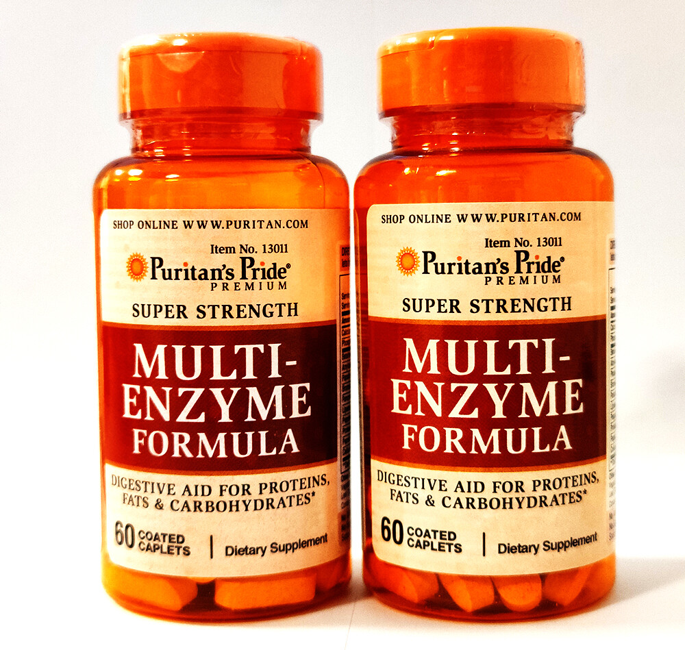 Multi-Enzyme Formula 120 Caplets Digestive Aid for Proteins Fats and Carbs