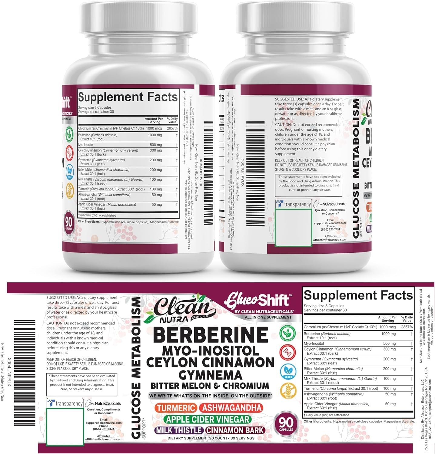 Berberine Supplement Myo-Inositol 90 Count (Pack of 1), Red