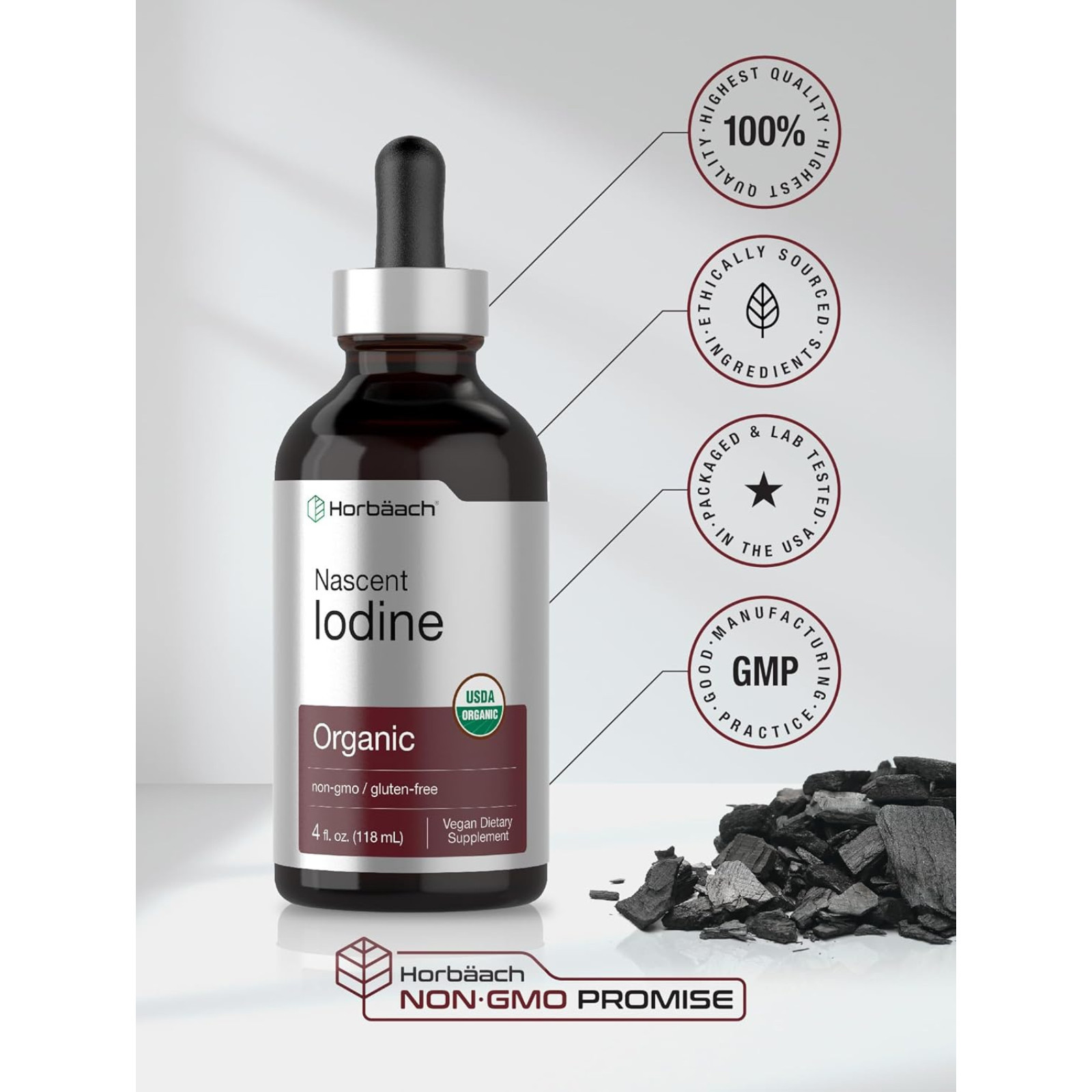 Nascent Iodine 325mcg 4oz Organic Liquid Supplement Non-GMO Gluten Free USA NEW!