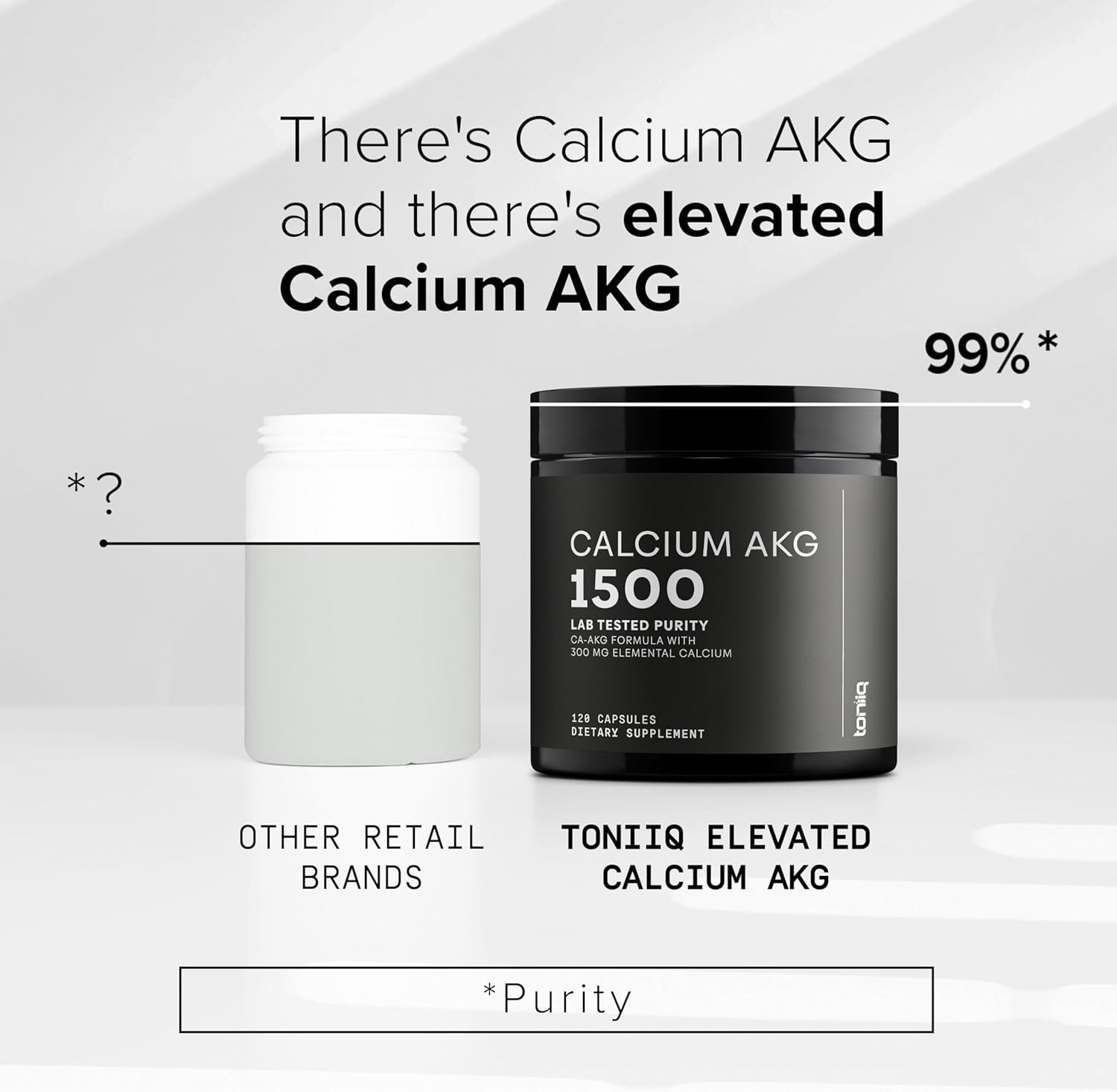 Toniiq 1500mg Ultra High Purity Ca AKG Supplement – 99%+ Highly Purified and Bio