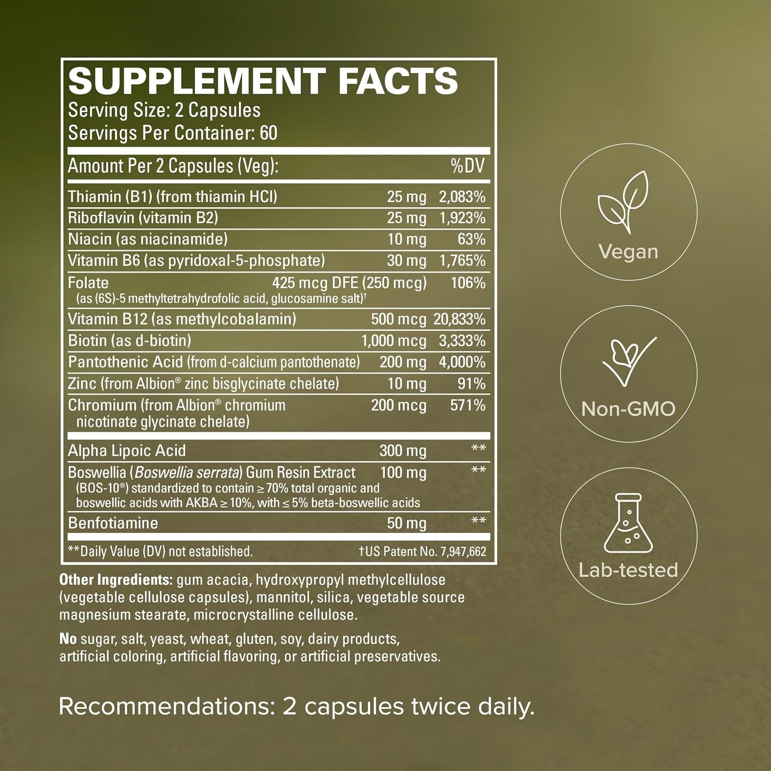 Allergen-Friendly Nerve Support – 120 Count Boswellia Capsules for Brain Health