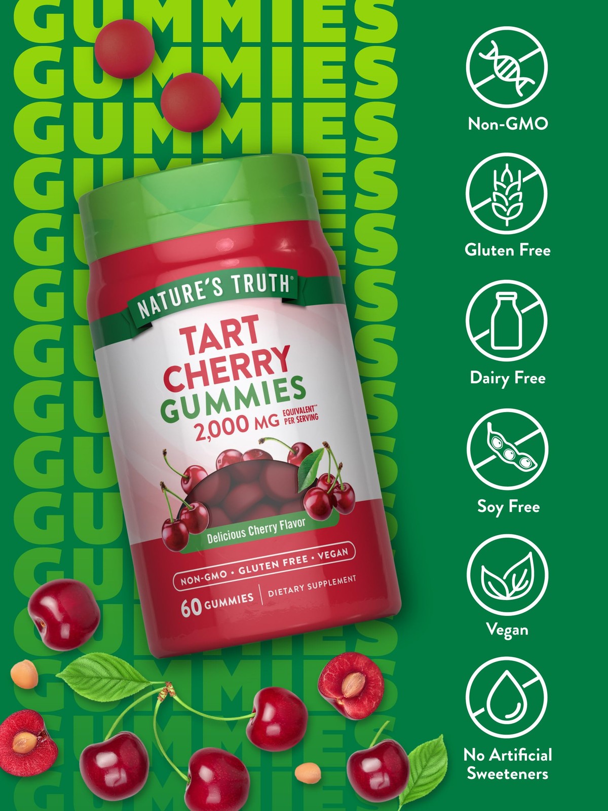 Nature’s Truth Tart Cherry Gummies | 60 Count | Vegan, NonGMO & Gluten Free S…