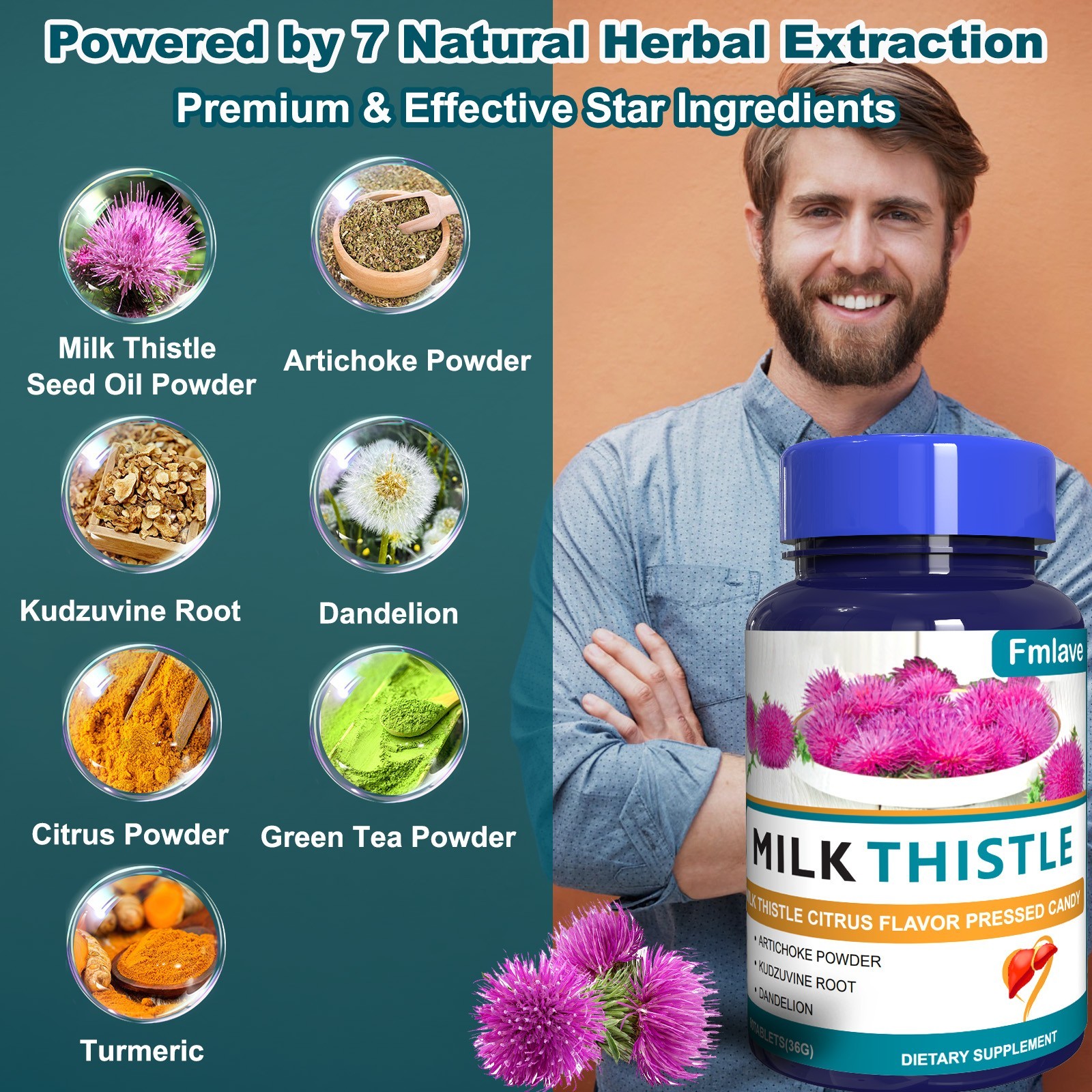 Liver Cleanse Detox Repair Formula w/Turmeric, Milk Thistle Dandelion 3pcs 180ct