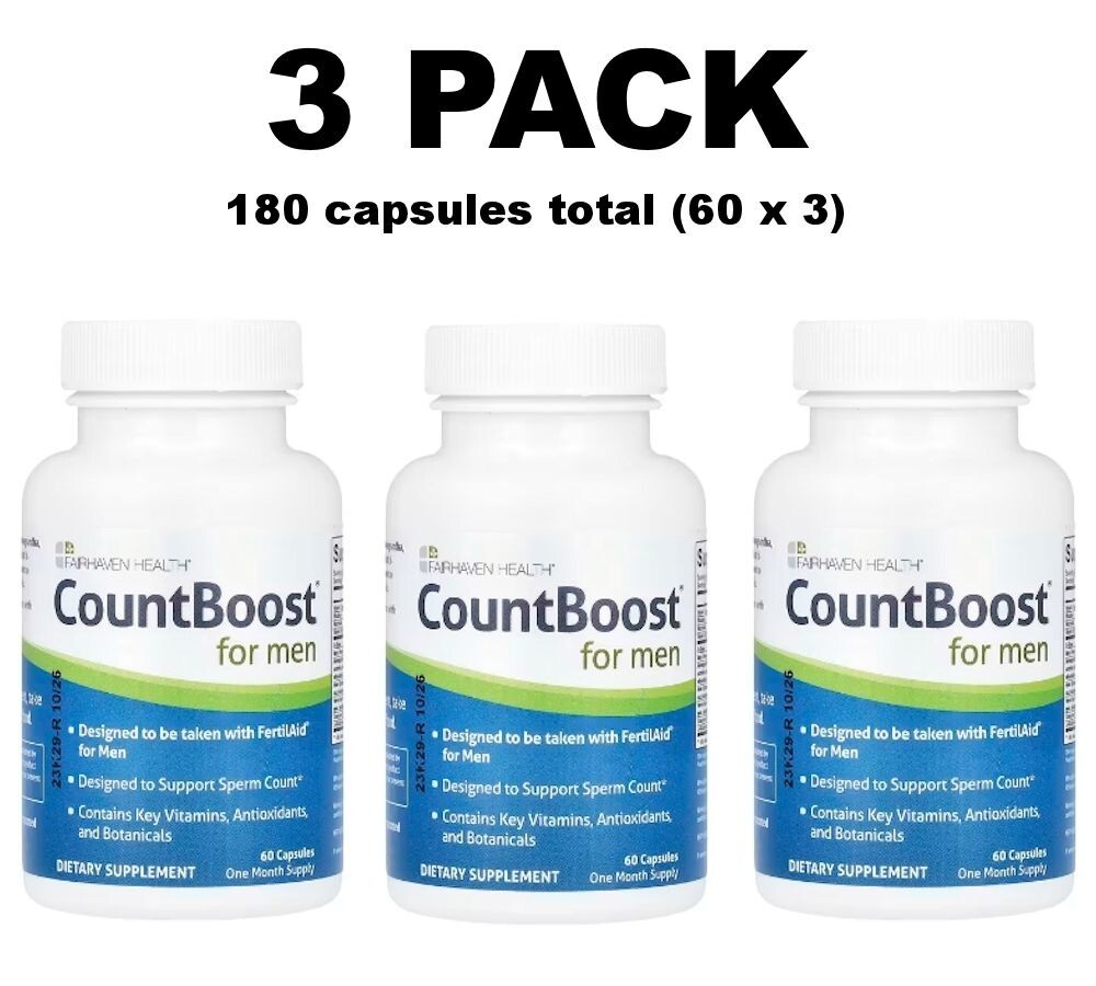 Count Boost for Men, 3 PACK, Support Sperm Count Fertility, 60 caps (180 total)