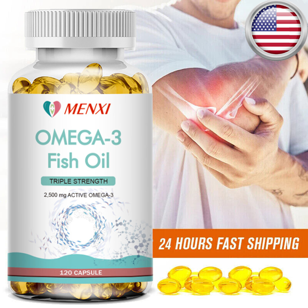 omega 3 fish oil capsules 3x strength 3600mg epa & dha, highest potency 120