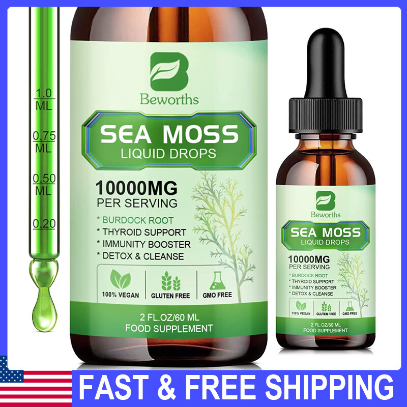 Sea Moss -10000mg Irish Sea Moss Liquid Drops with Burdock Root Supplement 60ml