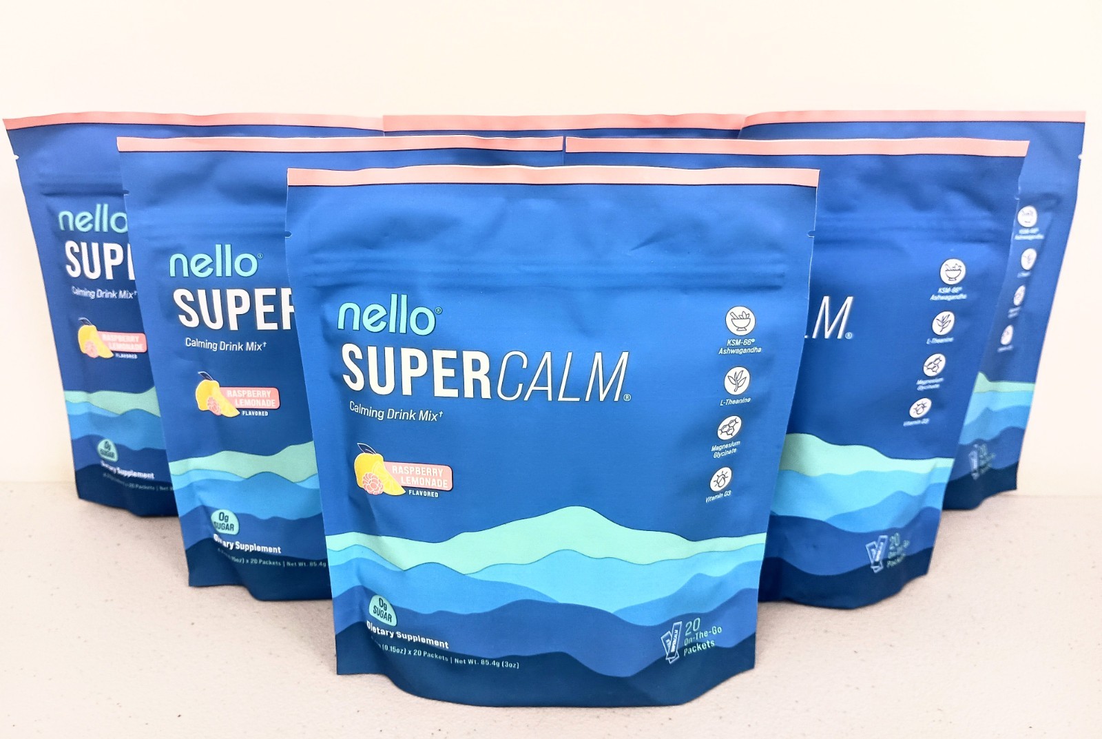 6 Pack Nello Supercalm Super Calm Drink Mix Raspberry Lemonade BB 02/2027