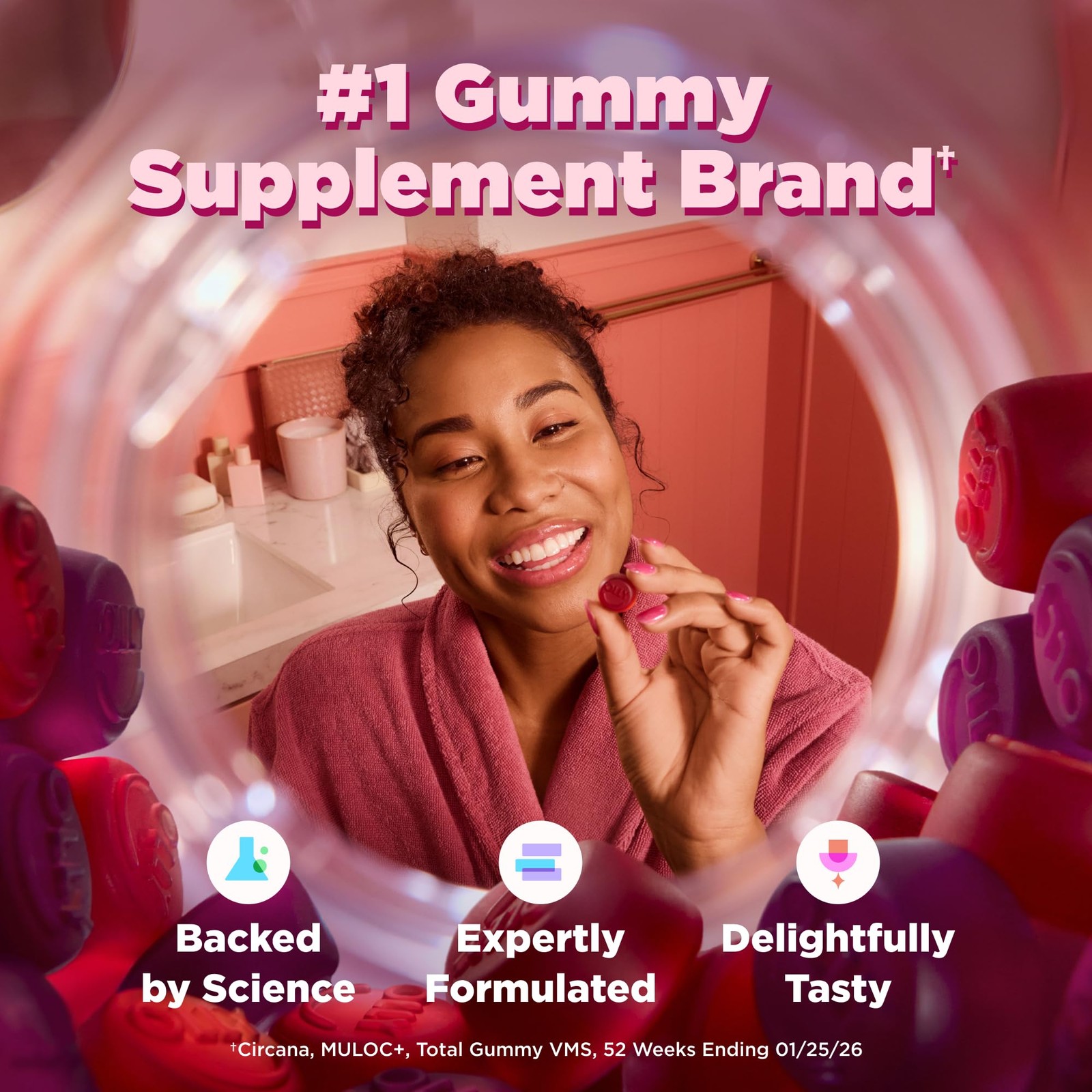 OLLY Women’s Multivitamin Gummy, Overall 90 Count (Pack of 1), Red