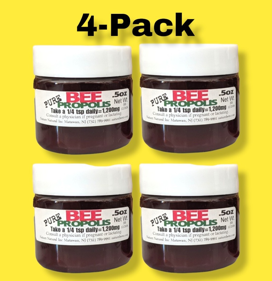 BEE PROPOLIS 0.5oz (4 Jars= Total 2oz) CONVENIENCE Size 100% PURE RAW PROPOLIS