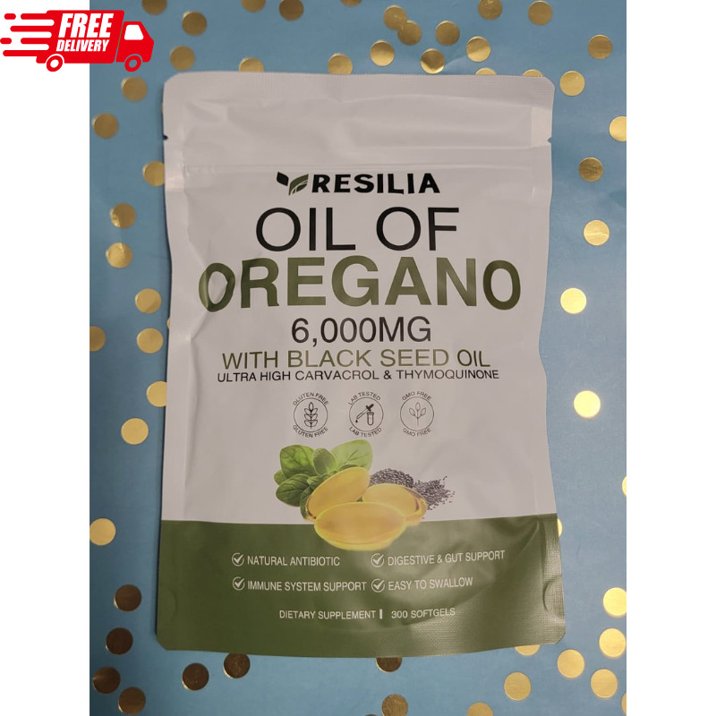 Resilia Black Seed Oil 6000mg Oregano Oil 300 Softgels Immune Digestive Support