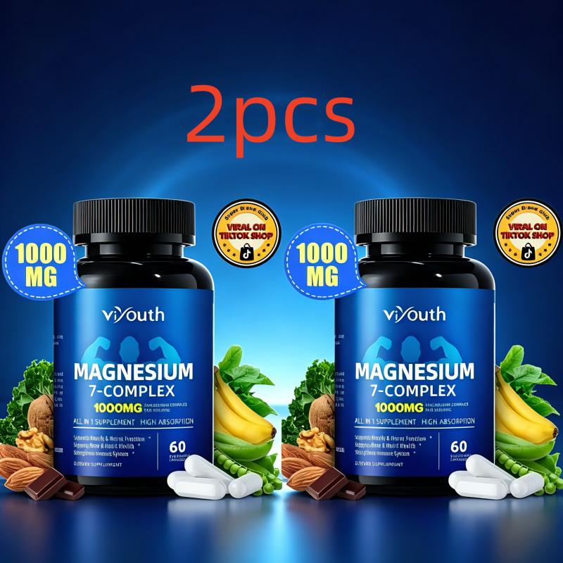 ViYouth Magnesium 7-Complex 1000mg 2 Pack High Absorption Bone & Heart Wellness