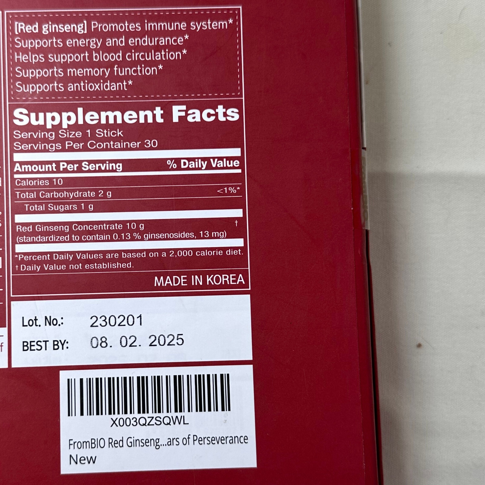30 Days Supply FromBIO Aged Red Ginseng Stick Concentrate