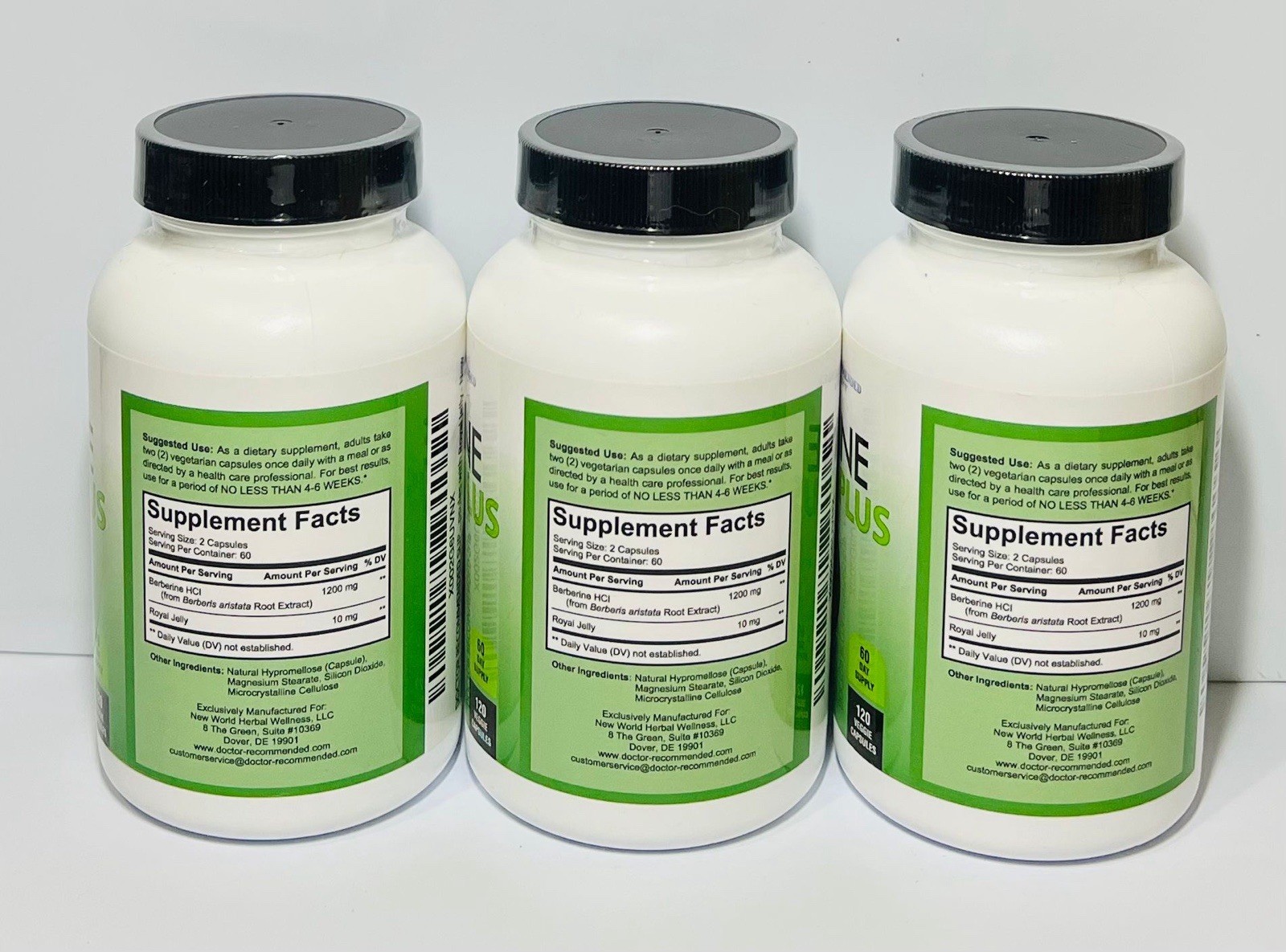 BERBERINE PLUS 1200mg 360 Veggie Caps 3PACK HIGH POTENCY HERBAL SUPPLEMENT