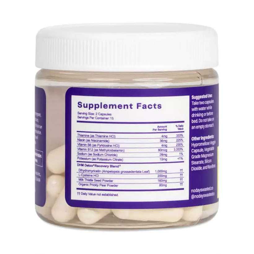 No Days Wasted DHM Detox 30 capsules EXp 03/27 Same Day Shipping