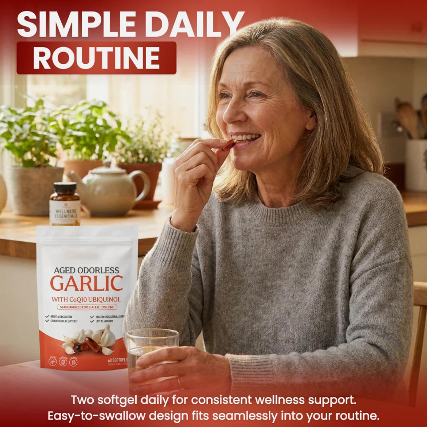 1-3x Odorless Aged-Resilia Garlic Extract 600mg Softgels (60 Count) with CoQ10