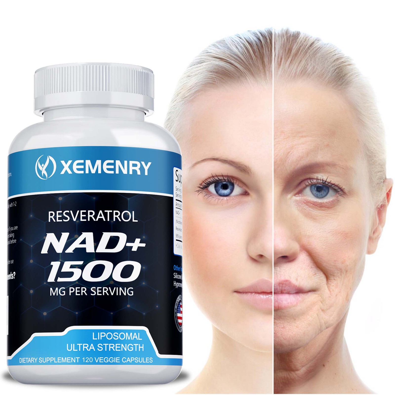 NAD+ 1500mg – Resveratrol,DNA Repair,Energy Production,Metabolism,Focus Booster