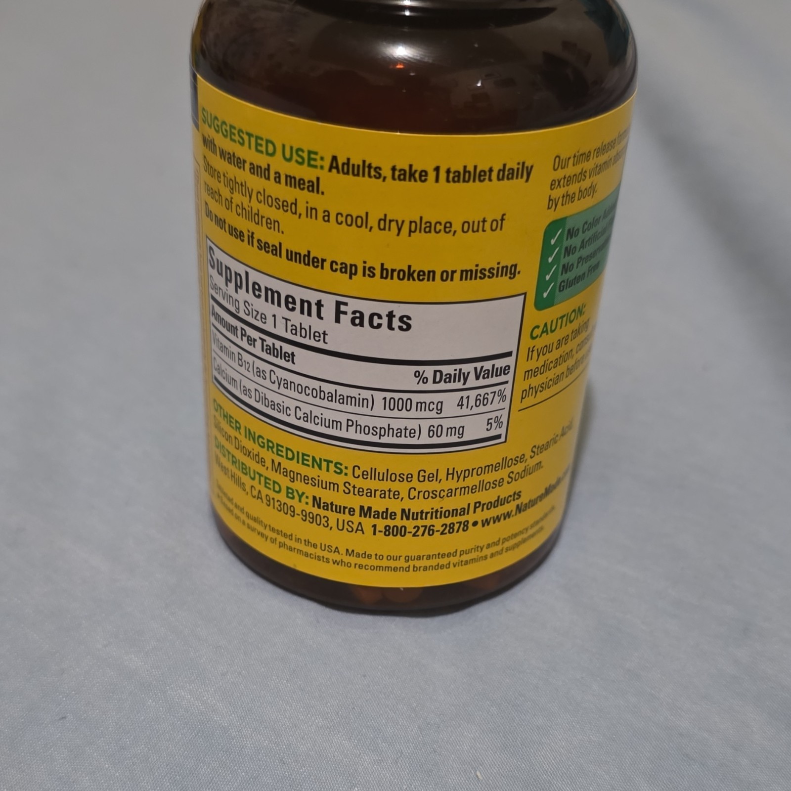 Nature Made Time Release B12 1000 mcg 160 Tablets – Vitamin B12 & Calcium