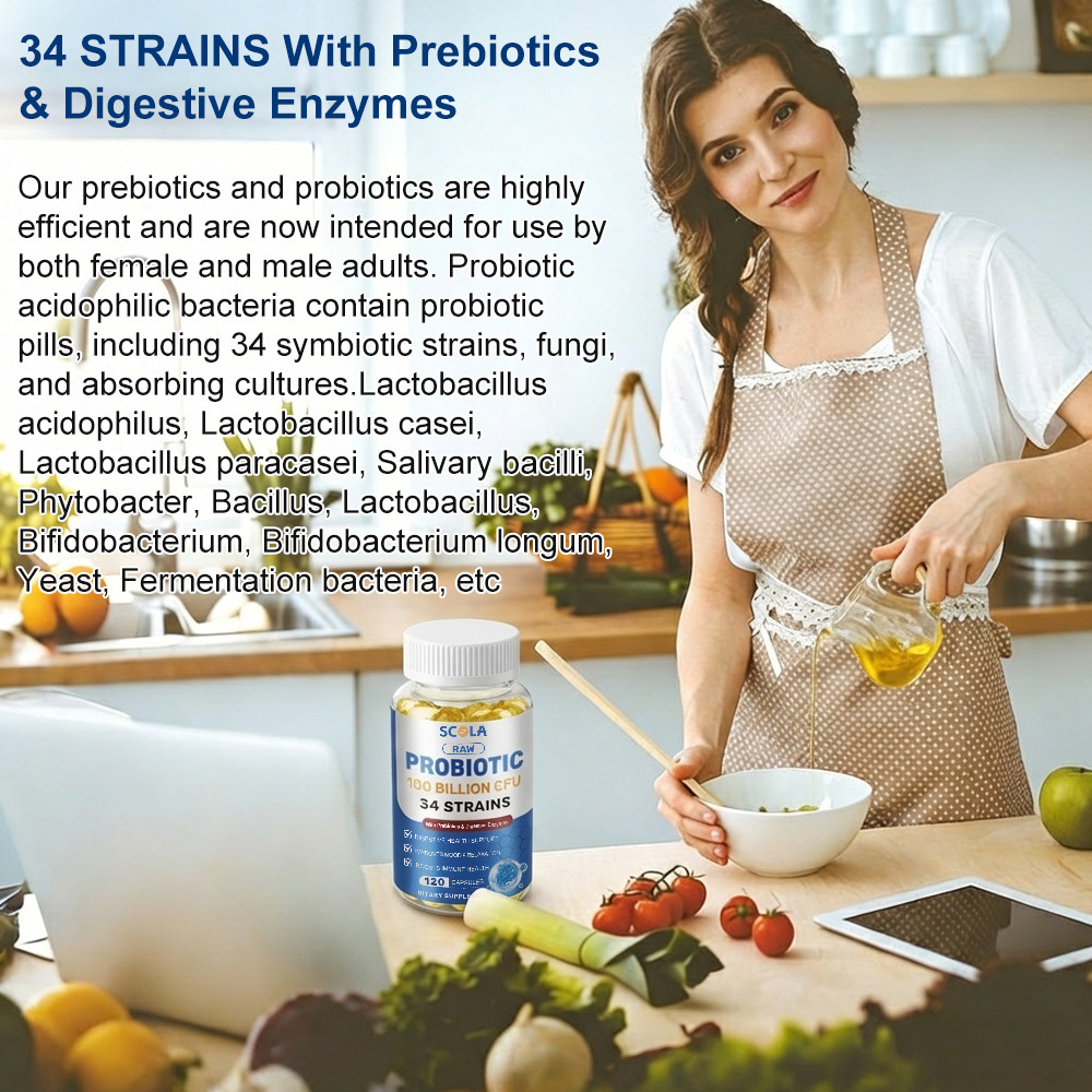 Probiotics Digestive Enzymes 100 Billion CFU Potency Immune Health 120 Capsules