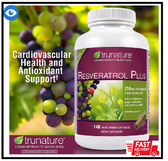 trunature Resveratrol Plus, 140 Vegetarian Capsules FREE SHIPPING EXP: 12/2024