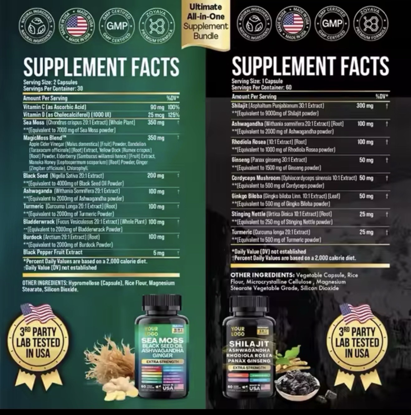 Sea Moss, Black Seed Oil, Ashwagandha, Turmeric, Ginger (16 in 1) 60 Capsules