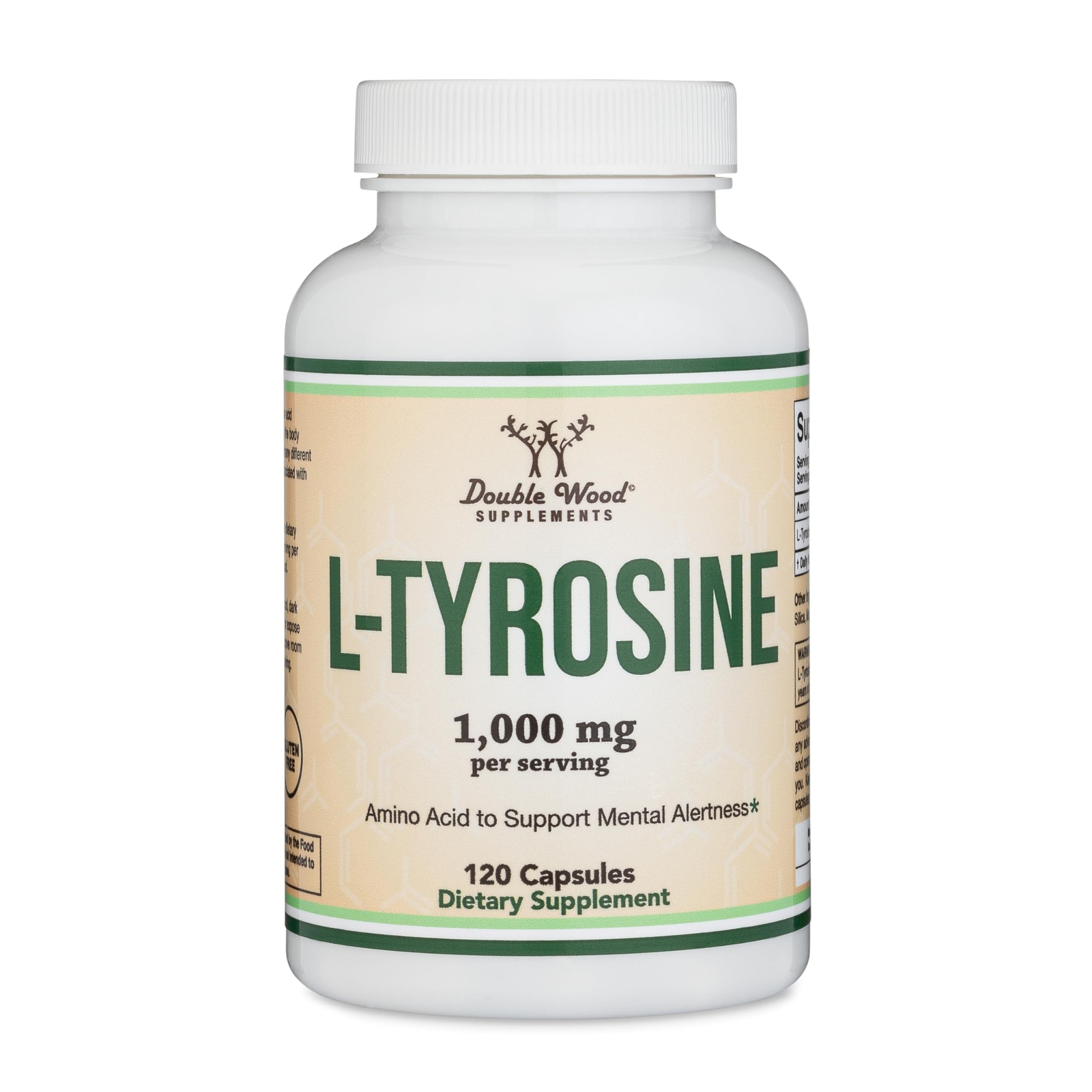 L-Tyrosine 1000mg for Memory Focus, Attention, Vegan, Non-GMO – 120 Capsules