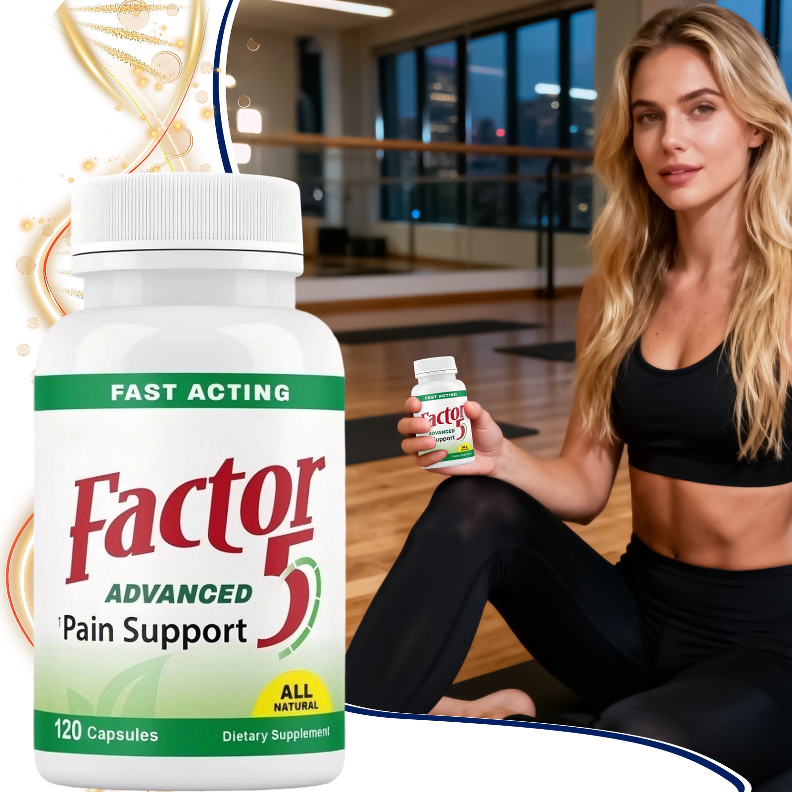 Med Free Living Factor 5 -Joint Support Fast Acting Muscle Complex 120 Piec New