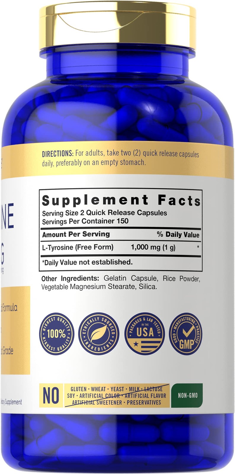 EXP:08/2026 Carlyle L Tyrosine Capsules 1000mg | 300 Count | Therapeutic Grade |
