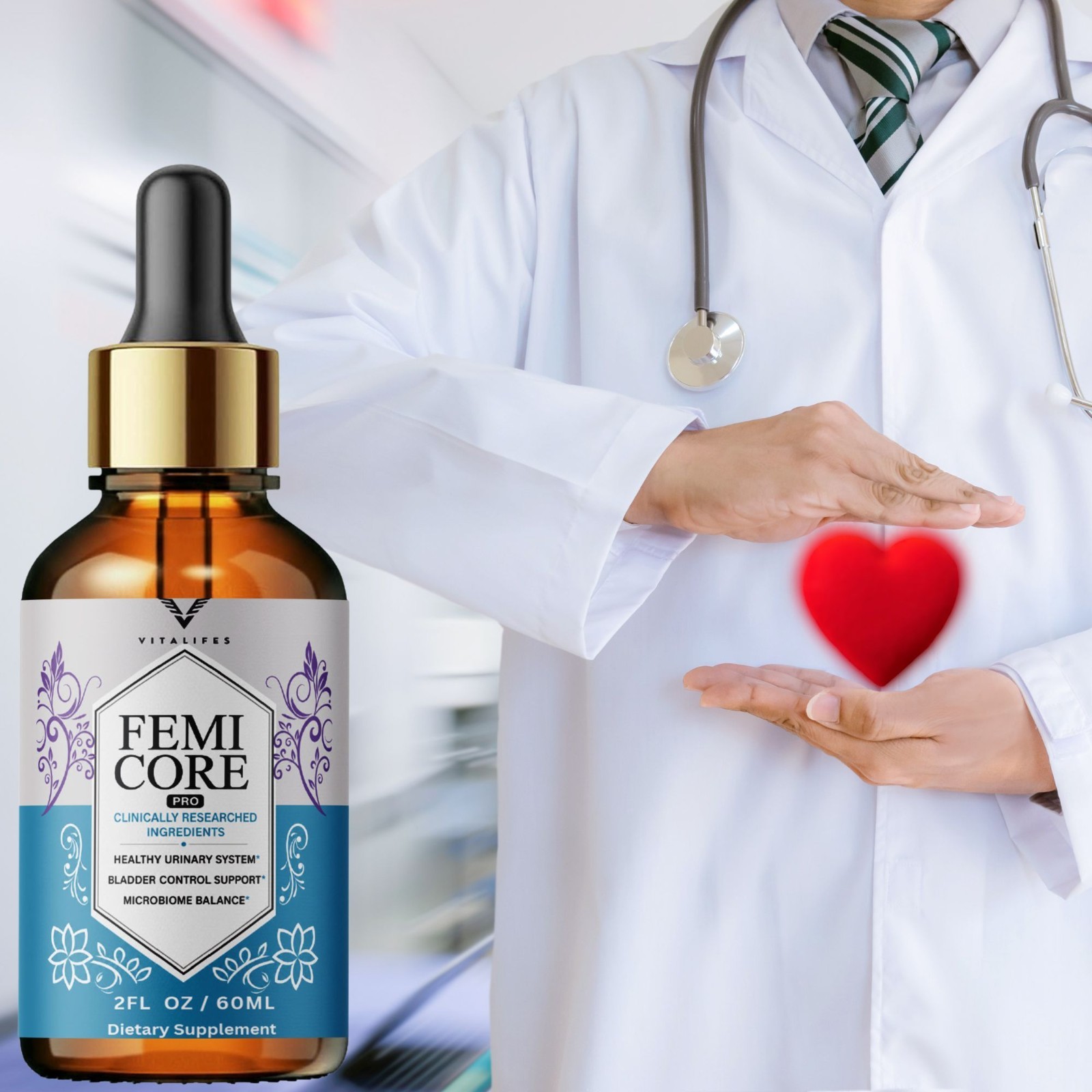 (5 Pack) Femi Core Drops Fast Absorbing Herbal Wellness Formula 60ml