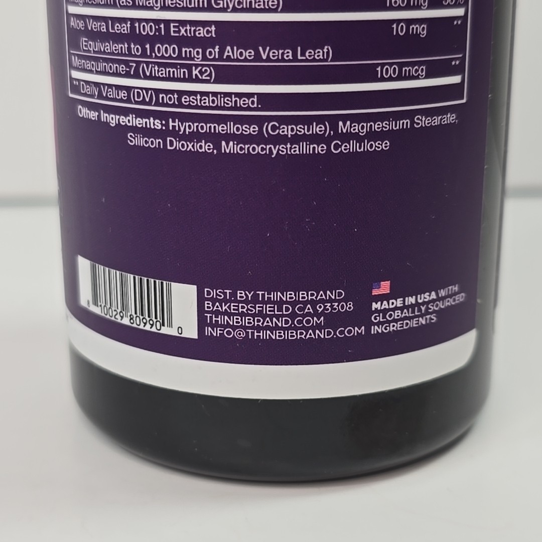 Magnesium Glycinate Complex + Vitamin D3 + K2 + Aloe Vera, 90 Capsules 07/2028