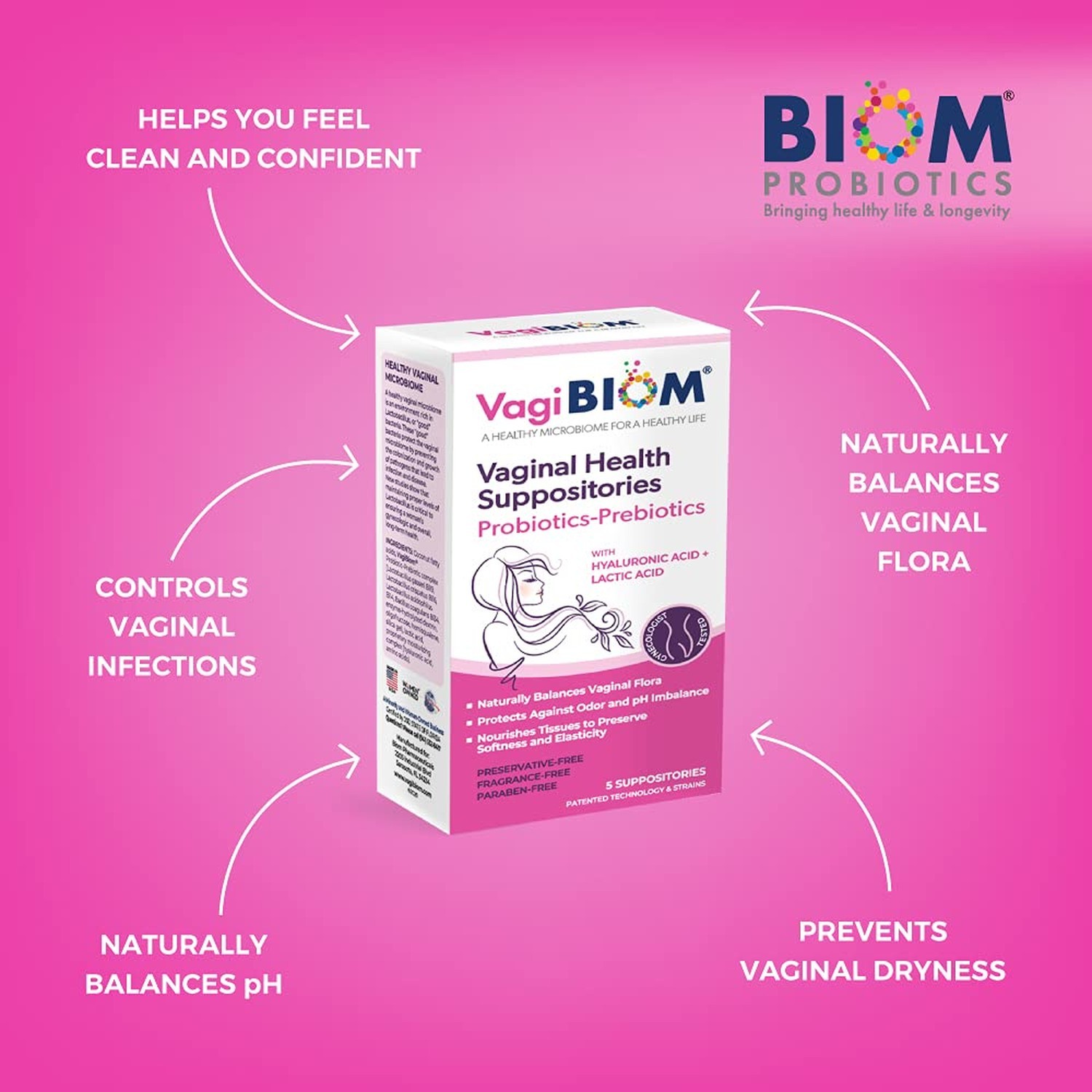 VagiBiom Lactobacillus Suppository: Microbiome Flora balance and Odor Control…