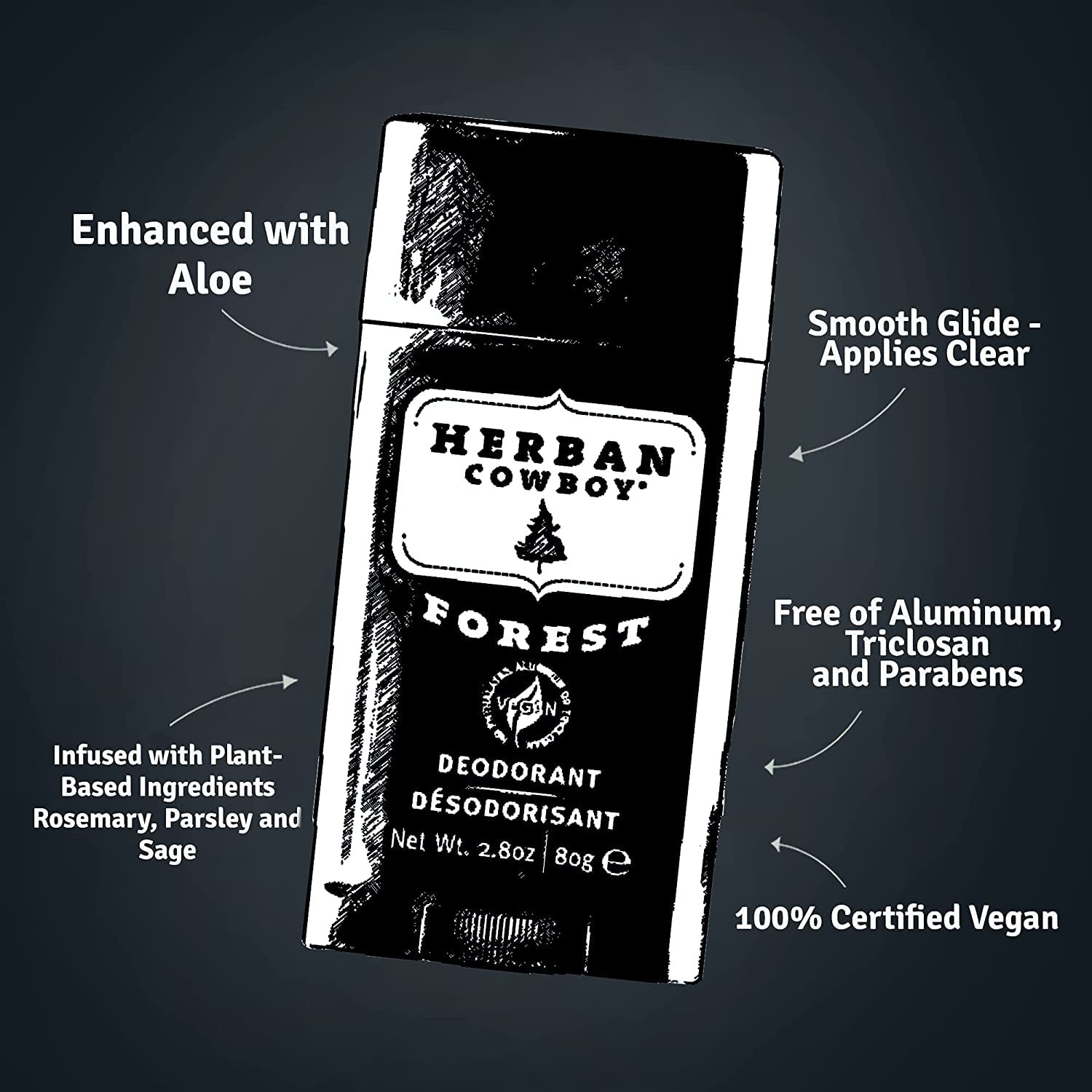 Herban Cowboy Forest Deodorant Maximum Protection 2.8 8.4 Ounce (Pack of 1)