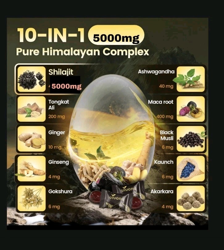(1) Himalayan Gold Shilajit 5000mg Gummies 60 Pure SHILAJIT Maca Ginseng